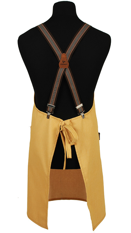 Denim schort met luxe X bretels (XL) en handdoeklus