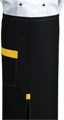 Detail foto van Zwarte sloof met loopsplit en gekleurde zak - Geel