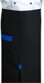 Detail foto van Zwarte sloof met loopsplit en gekleurde zak - Kobalt