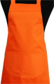 Detail foto van Hobbyschort met zak extra breed en 100 cm lang. Deze schort is ideaal voor zowel de professionele kok als hobby kok. - Oranje