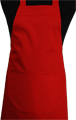 Detail foto van Hobbyschort met zak extra breed en 100 cm lang. Deze schort is ideaal voor zowel de professionele kok als hobby kok. - Rood
