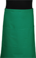 Detail foto van Kok sloof extra breed met zak in 3e gedeeld. Achter geheel sluitend.
 - Licht groen