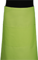 Detail foto van Kok sloof extra breed met zak in 3e gedeeld. Achter geheel sluitend.
 - Lime