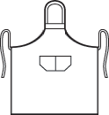 Modeltekening van Hobbyschort met zak extra breed en 100 cm lang. Deze schort is ideaal voor zowel de professionele kok als hobby kok.